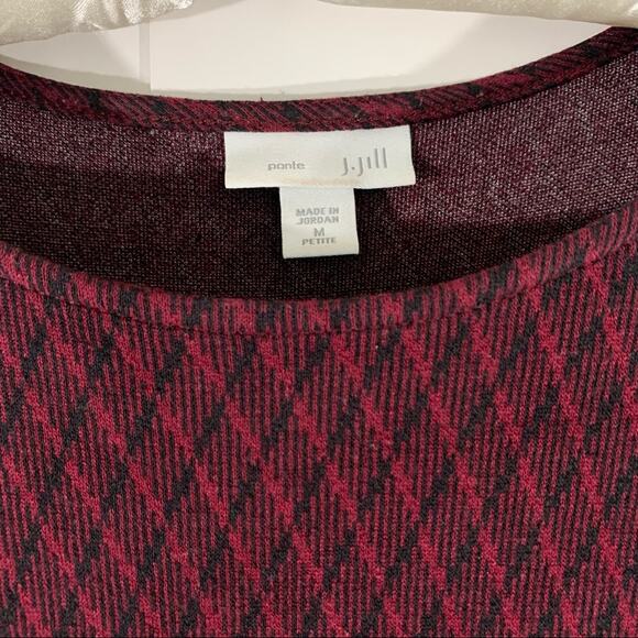 J. Jill Sweater Dress Size Medium Petite Burgundy Diamond Pattern Ponte Knit - Picture 5 of 6